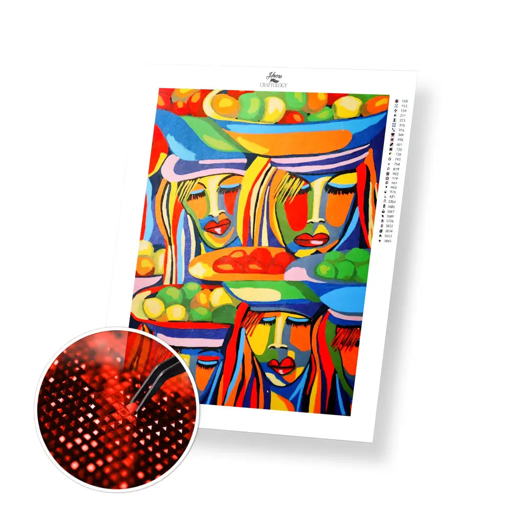 Ethnic Women Painting - Premium Diamond Painting Kit - 20x25cm / 8x10’’ / Square (Most Popular) - Diamond Painting Kit