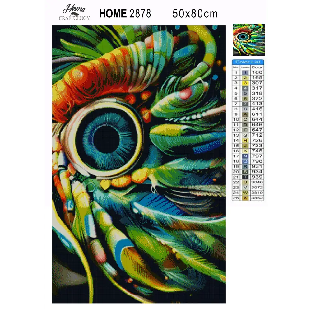 Eye and Feathers - Premium Diamond Painting Kit - Diamond Painting Kit
