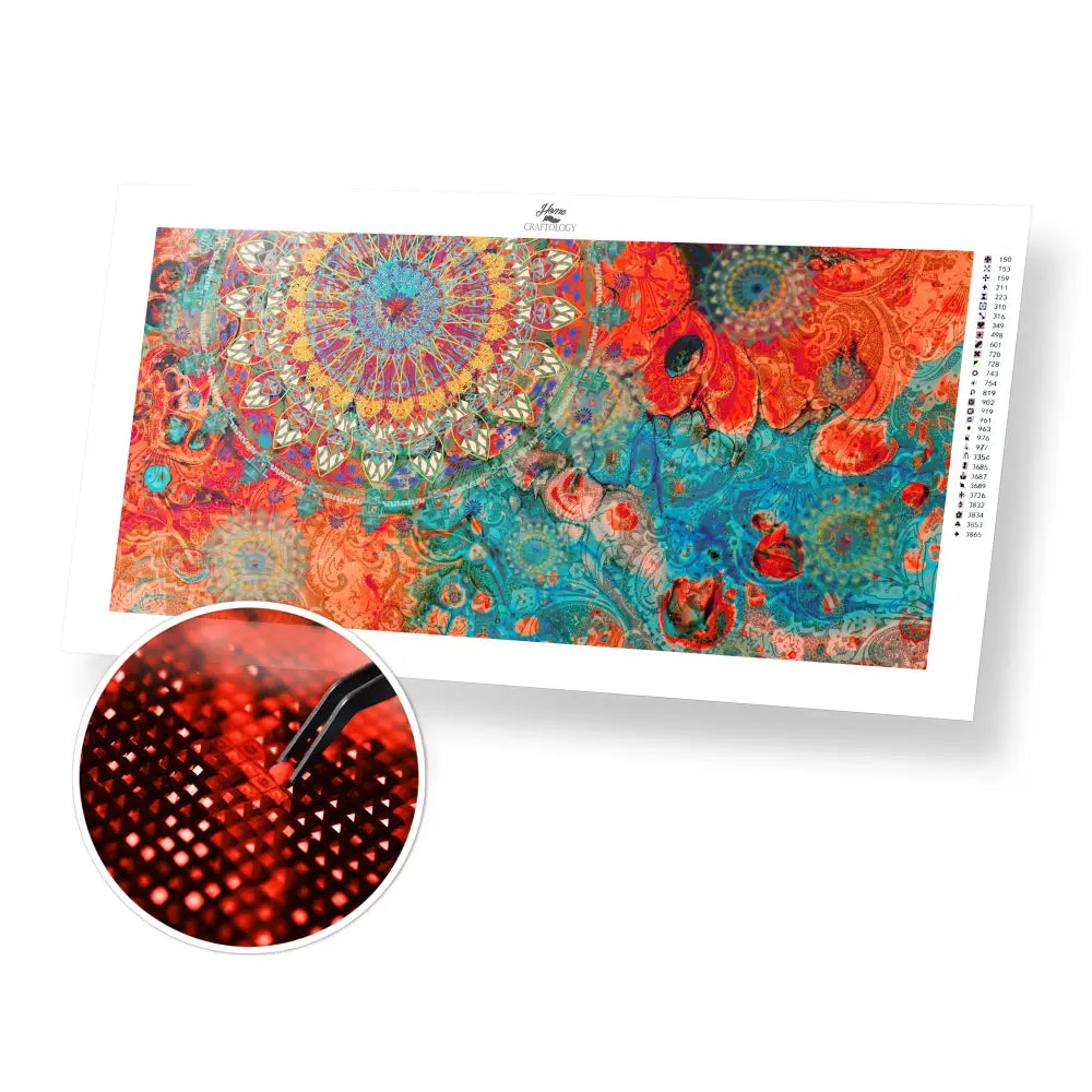 Fabric Mandala - Premium Diamond Painting Kit - 60x30cm / 24x12’’ / Square (Most Popular) - Diamond Painting Kit
