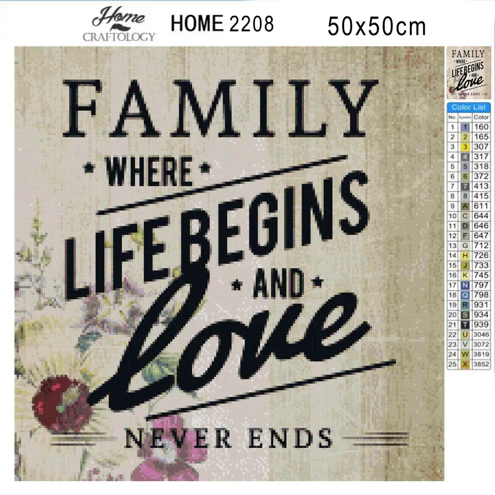Family Where Love Never Ends - Premium Diamond Painting Kit - Diamond Painting Kit