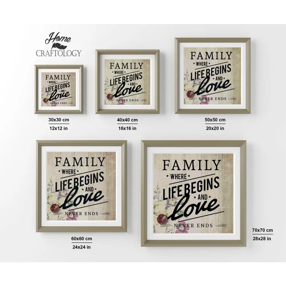 Family Where Love Never Ends - Premium Diamond Painting Kit - Diamond Painting Kit