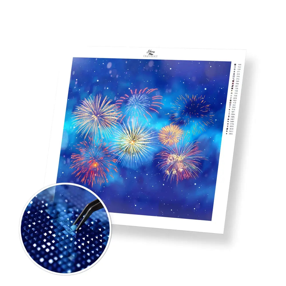 Fireworks in the Sky - Premium Diamond Painting Kit - 30x30cm / 12x12’’ / Square (Most Popular) - Diamond Painting Kit
