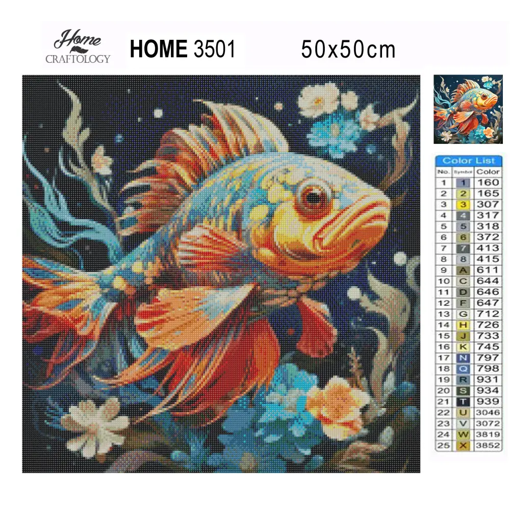 Fish and Flowers - Exclusive Premium Diamond Painting Kit - Diamond Painting Kit