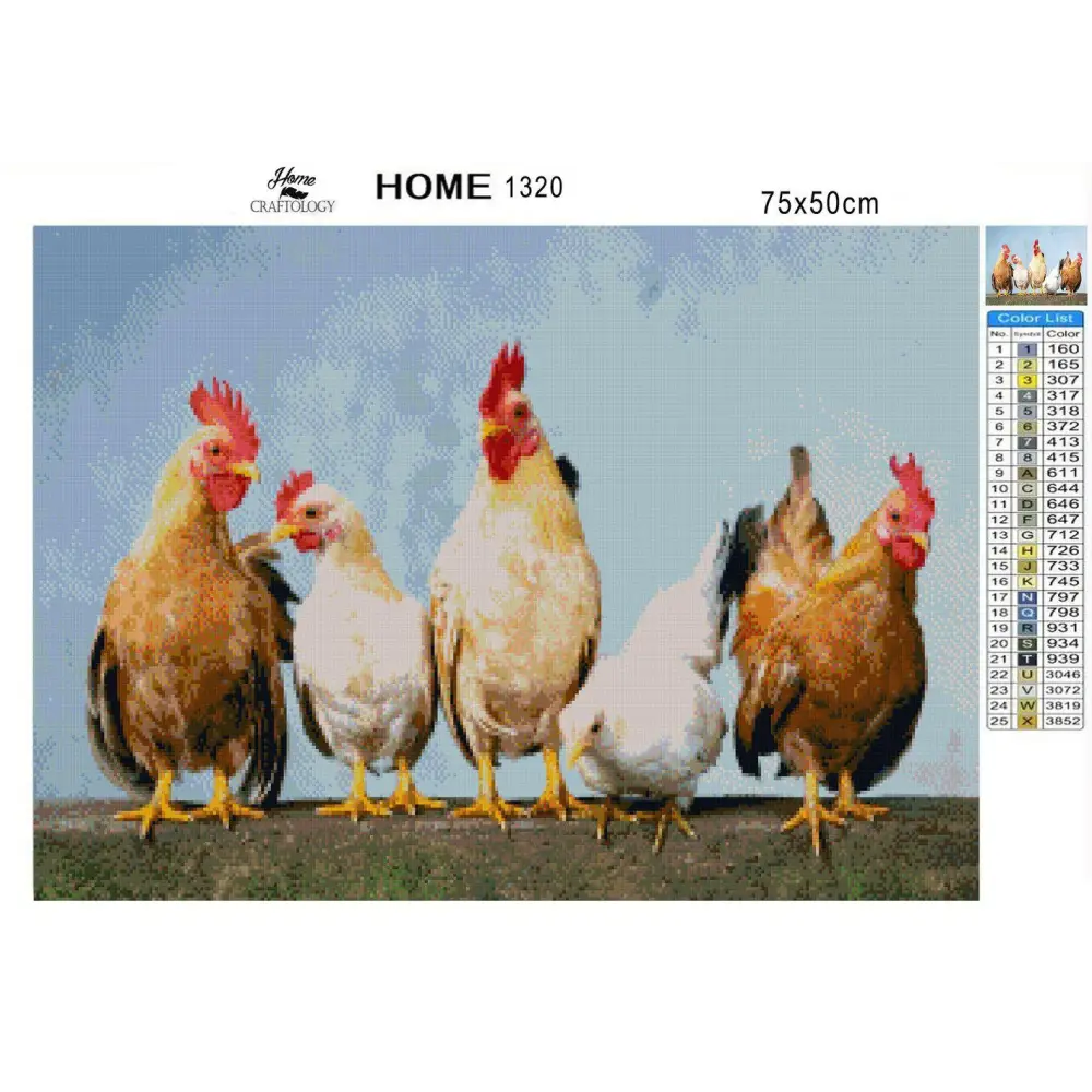 Five Chickens - Premium Diamond Painting Kit - Diamond Painting Kit