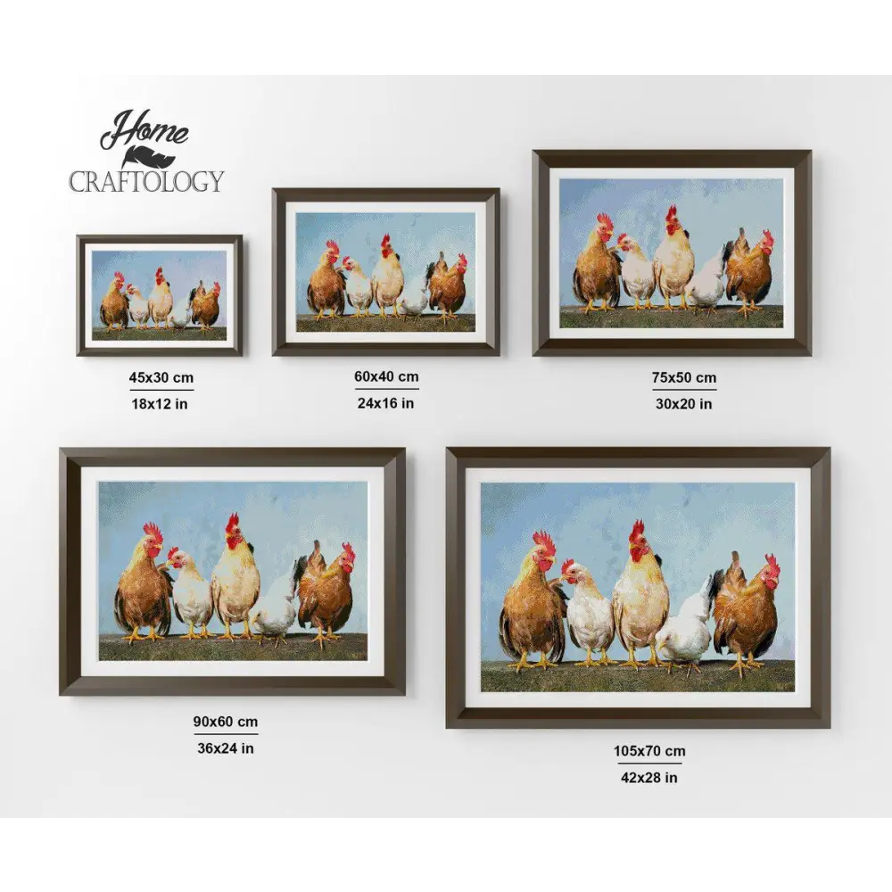 Five Chickens - Premium Diamond Painting Kit - Diamond Painting Kit