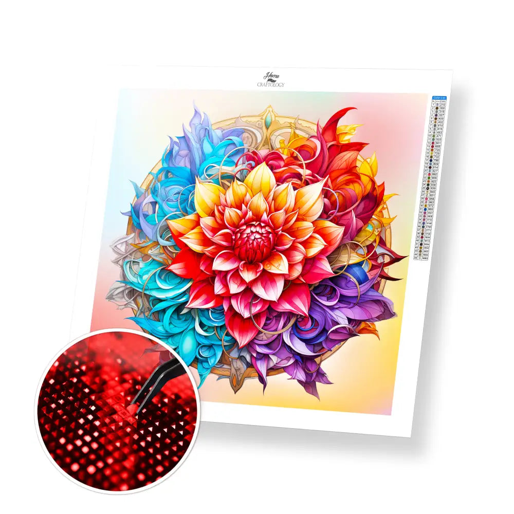 Floral Mandala - Exclusive Premium Diamond Painting Kit - 20x20cm / 8x8’’ / Square (Most Popular) / No Frame - Diamond