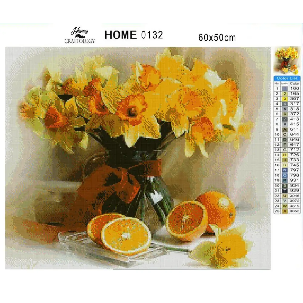 Flowers and Oranges - Premium Diamond Painting Kit - Diamond Painting Kit