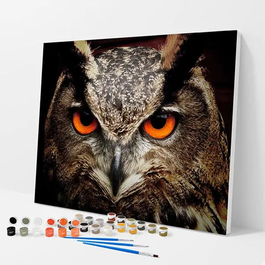 Gaze of an Owl Kit - Paint By Numbers - 30x40cm / 12x16’’ / No Frame - Paint By Numbers