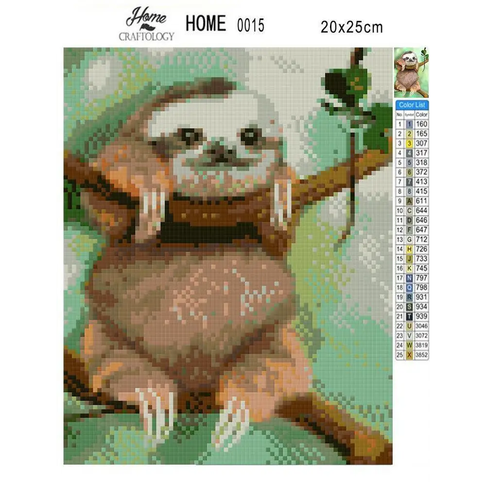 Get Started - Premium Diamond Painting Kit - Baby Sloth / Square (Most Popular) - Diamond Painting Kit