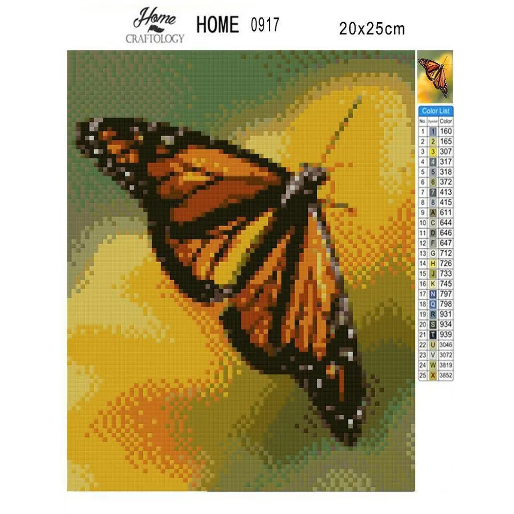 Get Started - Premium Diamond Painting Kit - Monarch Butterfly / Square (Most Popular) - Diamond Painting Kit