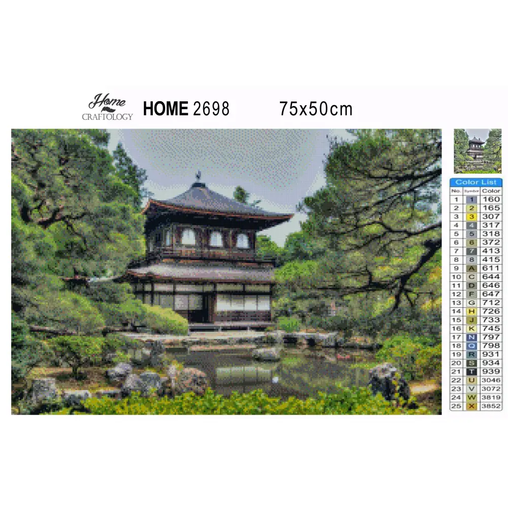 Ginkaku-ji Temple - Premium Diamond Painting Kit - Diamond Painting Kit