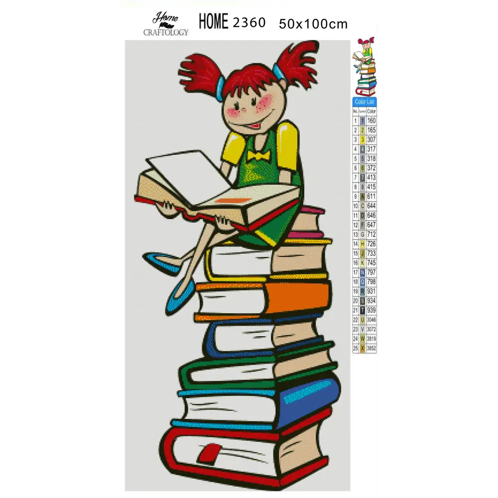 Girl Loves Books - Premium Diamond Painting Kit - Diamond Painting Kit