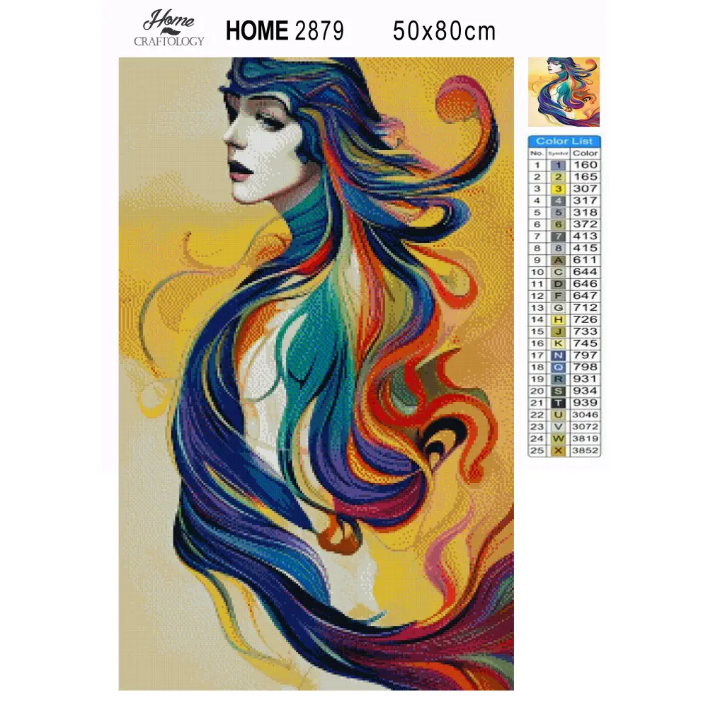 Girl with Colorful Hair - Premium Diamond Painting Kit - Diamond Painting Kit