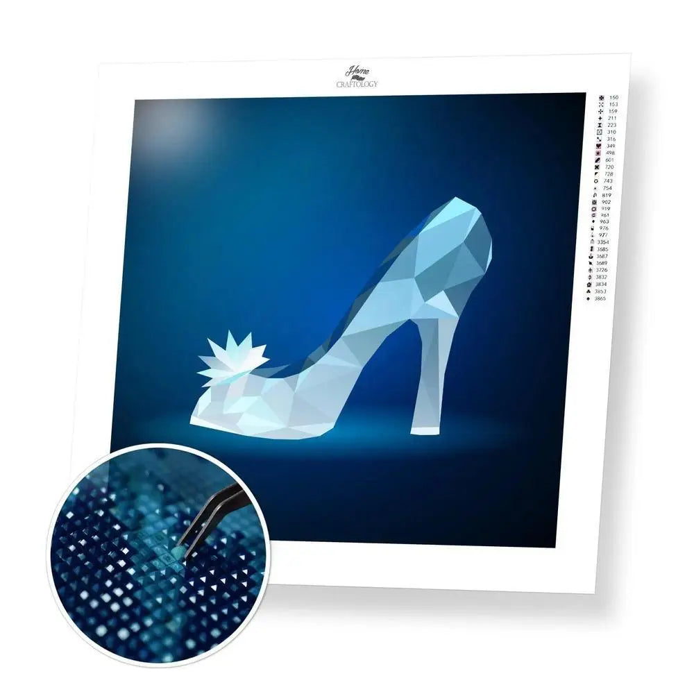 Glass Slipper - Exclusive Premium Diamond Painting Kit - 20x20cm / 8x8’’ / Square (Most Popular) - Diamond Painting Kit