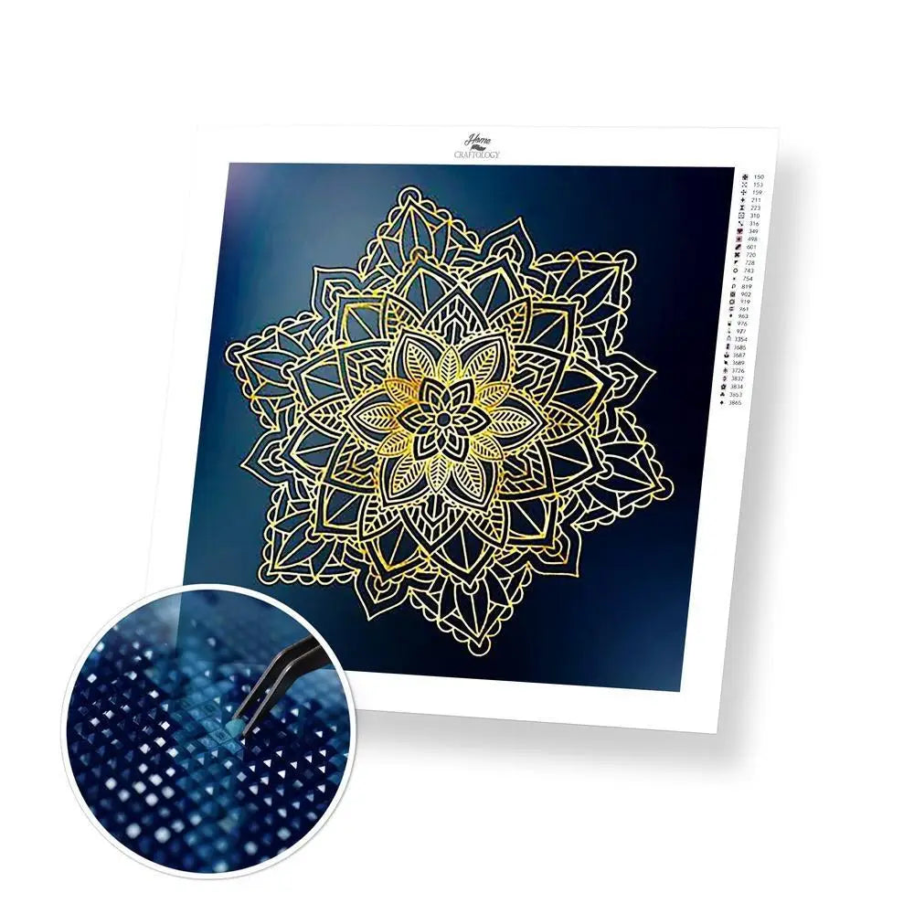 Gold Mandala - Premium Diamond Painting Kit - 30x30cm / 12x12’’ / Square (Most Popular) - Diamond Painting Kit