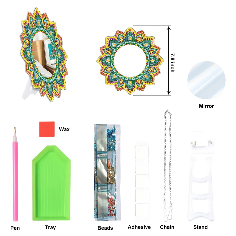 Green and Yellow Flower - Diamond Painting Mirror - Mirror