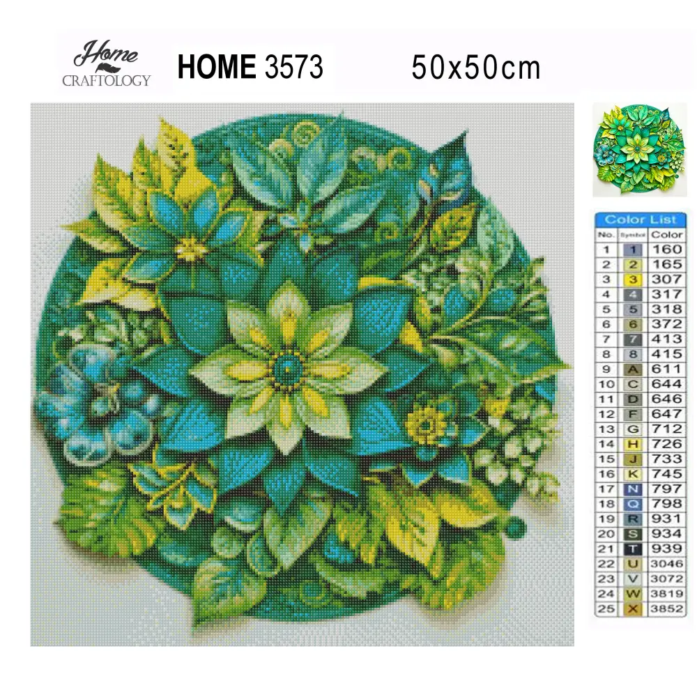 Green Flower Mandala - Exclusive Premium Diamond Painting Kit - Diamond Painting Kit