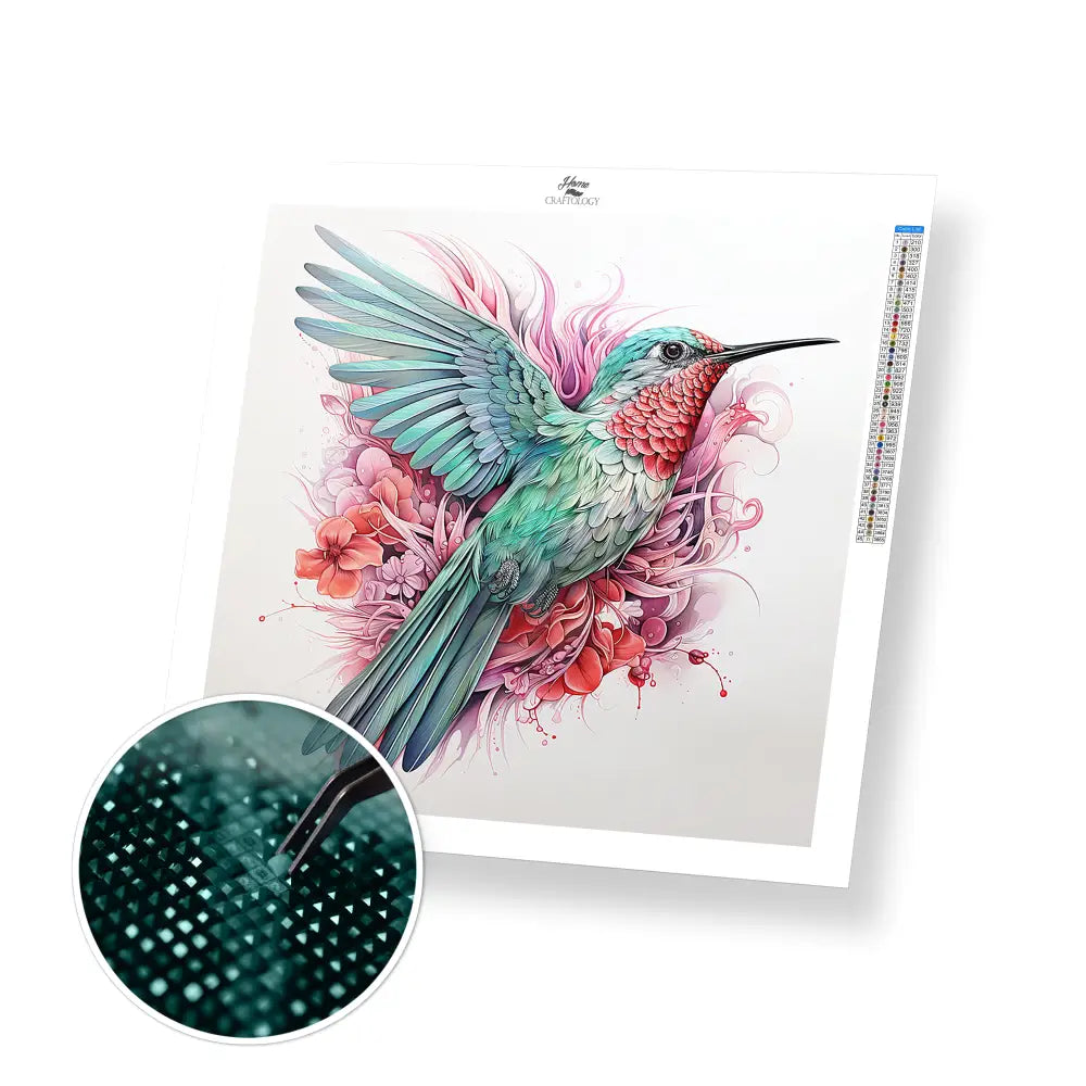 Green Hummingbird - Exclusive Premium Diamond Painting Kit - 30x30cm / 12x12’’ / Square (Most Popular) - Diamond