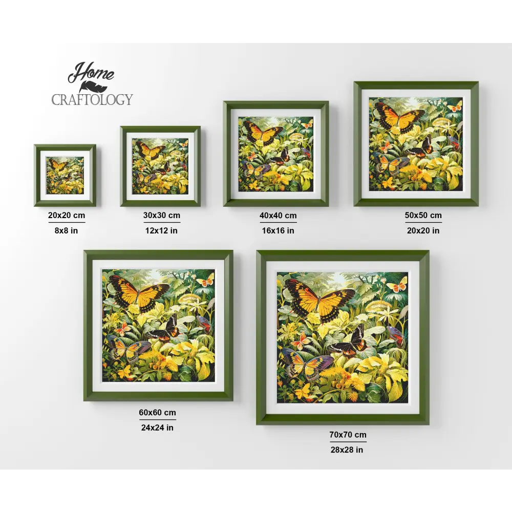 Greens and Butterflies - Exclusive Premium Diamond Painting Kit - Diamond Painting Kit