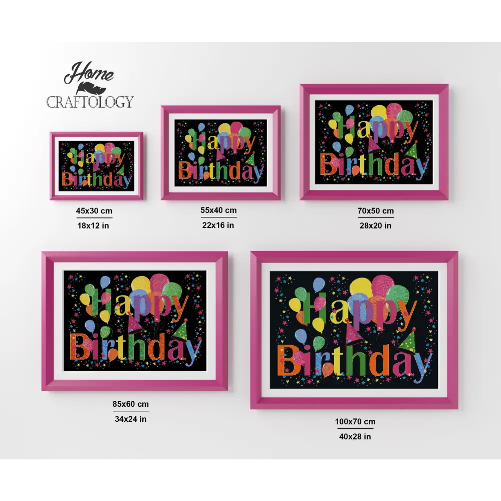 Happy Birthday Balloons - Premium Diamond Painting Kit - Diamond Painting Kit