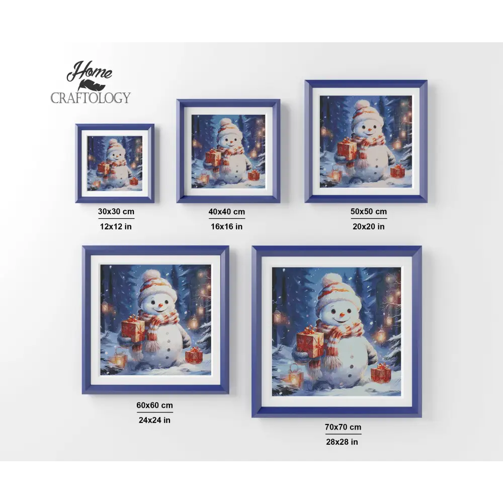 Happy Snowman at Night - Exclusive Premium Diamond Painting Kit - Diamond Painting Kit