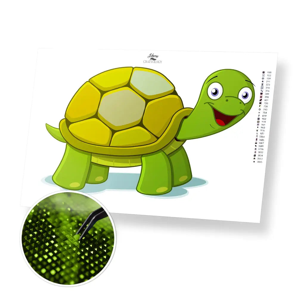 Happy Turtle - Premium Diamond Painting Kit - 30x20cm / 12x8’’ / Square (Most Popular) - Diamond Painting Kit