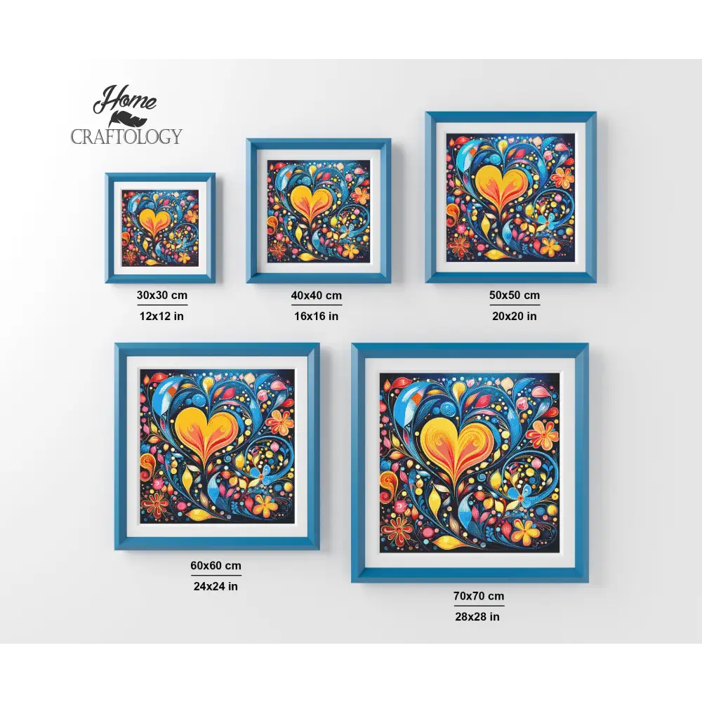 Heart and Flower Abstract - Exclusive Premium Diamond Painting Kit - Diamond Painting Kit