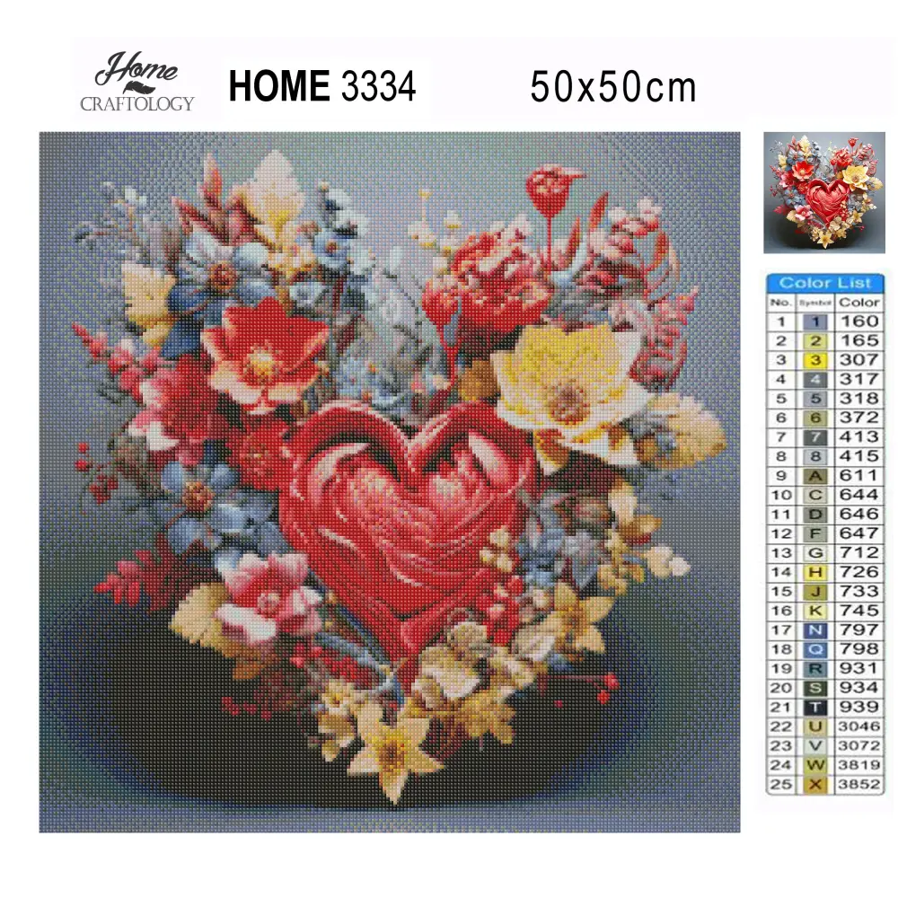 Heart Flower - Exclusive Premium Diamond Painting Kit - Diamond Painting Kit