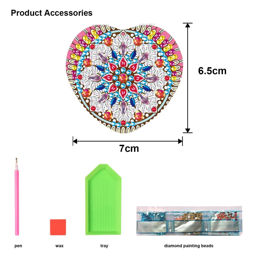 Heart Mandala - Diamond Painting Compact Mirror - Compact Mirror