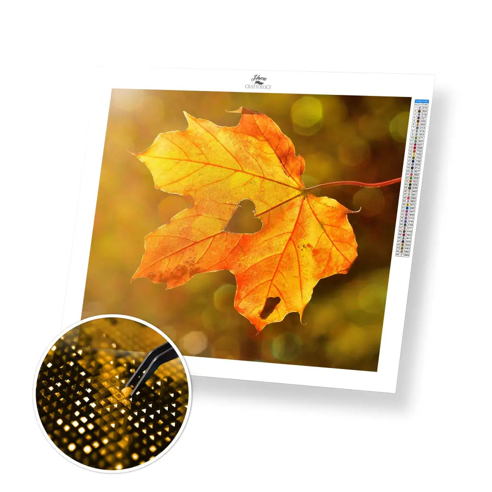 Heart on Leaf - Premium Diamond Painting Kit - 35x30cm / 14x12’’ / Square (Most Popular) - Diamond Painting Kit