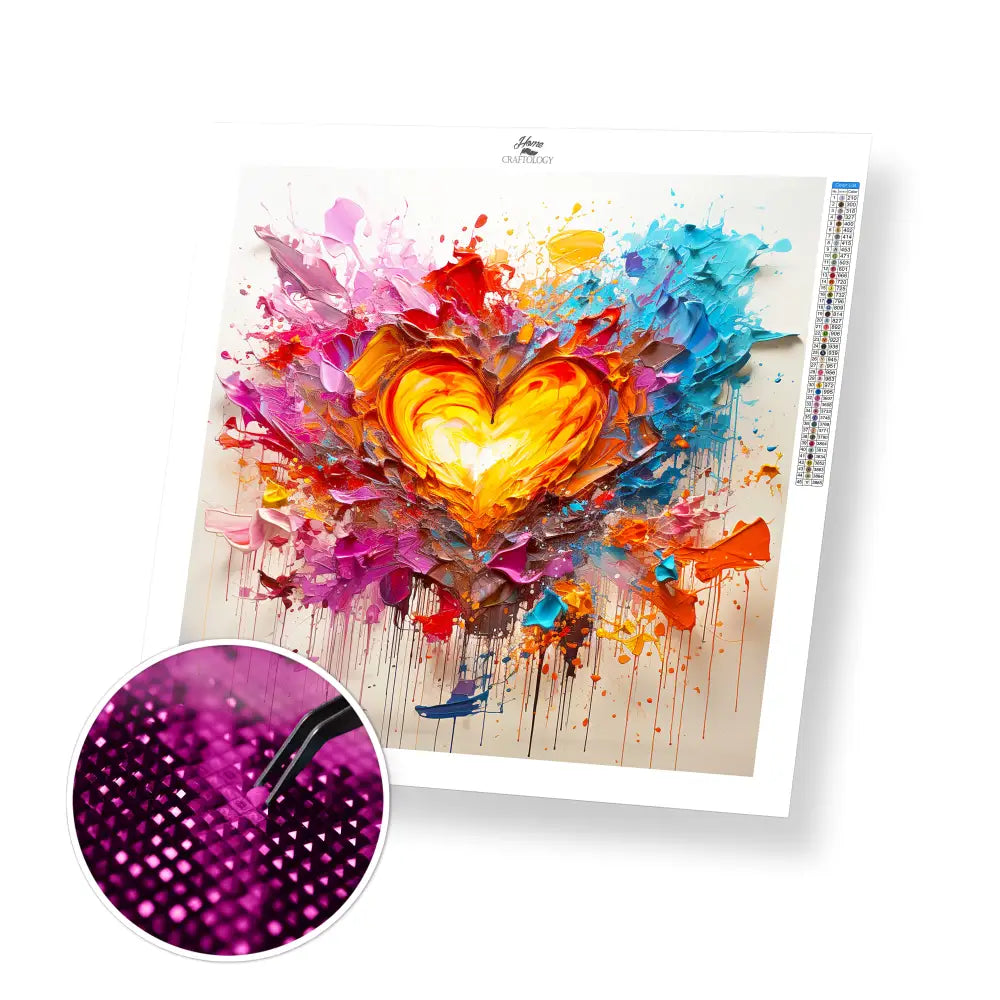 Heart with Splash of Paint - Exclusive Premium Diamond Painting Kit - 30x30cm / 12x12’’ / Square (Most Popular)