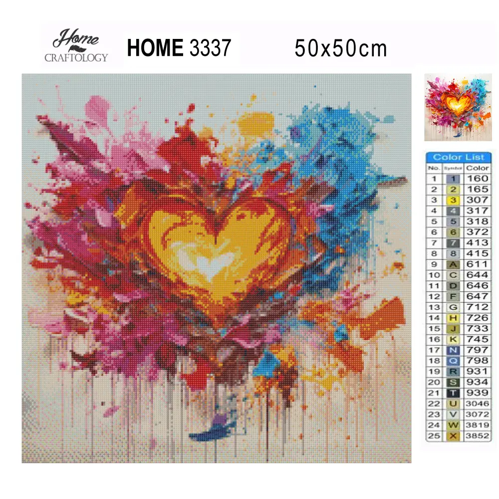 Heart with Splash of Paint - Exclusive Premium Diamond Painting Kit - Diamond Painting Kit