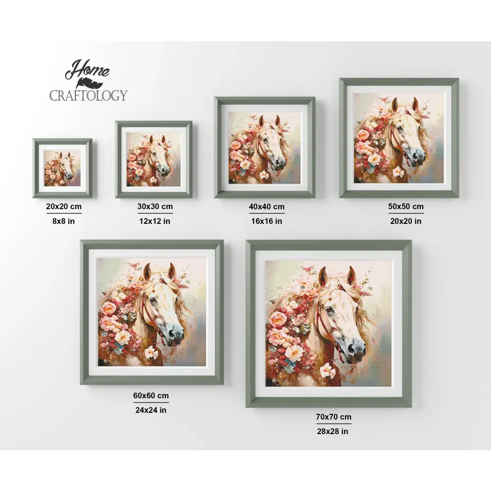 Horse with Pink Flowers - Exclusive Premium Diamond Painting Kit - Diamond Painting Kit