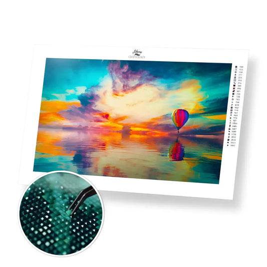 Hot Air Balloon Sunset - Premium Diamond Painting Kit - 45x30cm / 18x12’’ / Square (Most Popular) - Diamond Painting Kit