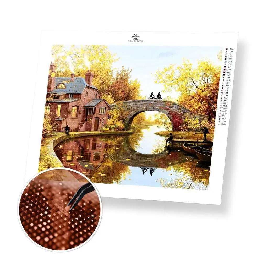 House by the River - Premium Diamond Painting Kit - 35x30cm / 14x12’’ / Square (Most Popular) - Diamond Painting Kit