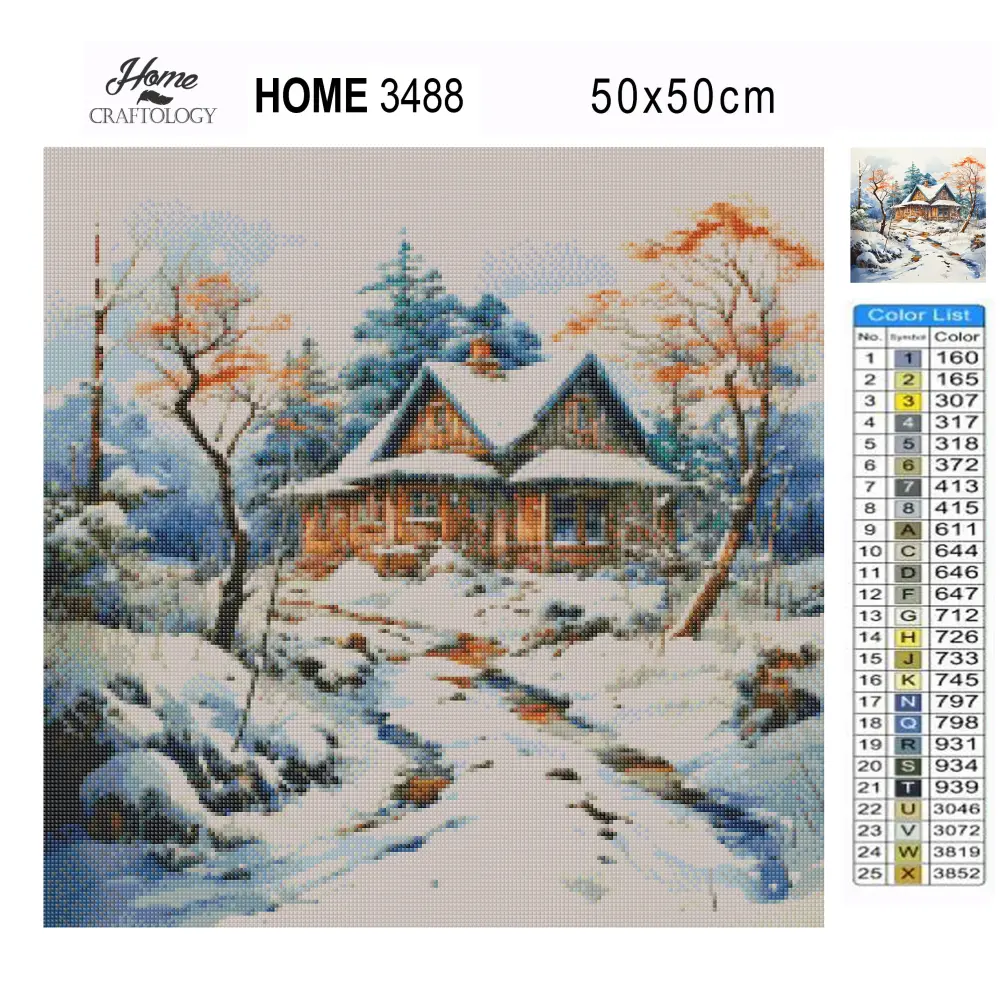 House in Snow - Exclusive Premium Diamond Painting Kit - Diamond Painting Kit