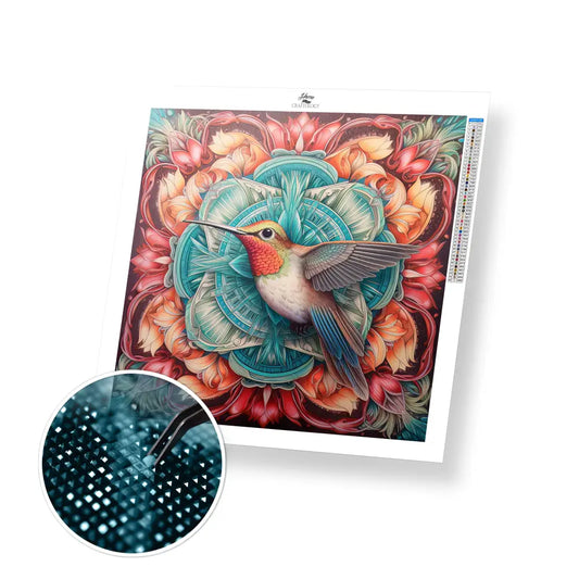 Hummingbird Mandala - Exclusive Premium Diamond Painting Kit - 30x30cm / 12x12’’ / Square (Most Popular) - Diamond