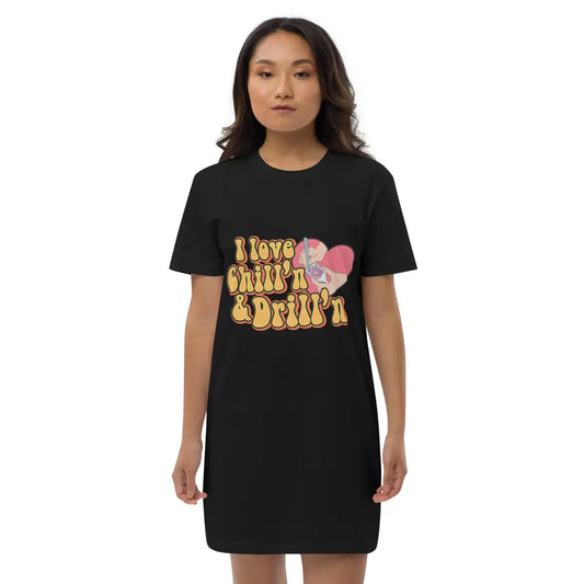 I love chill’n & Drill’n Organic cotton t-shirt dress - Black / XS