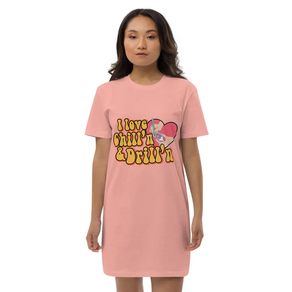 I love chill’n & Drill’n Organic cotton t-shirt dress - Canyon Pink / XS