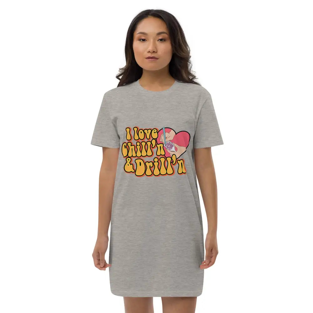 I love chill’n & Drill’n Organic cotton t-shirt dress - Heather Grey / XS