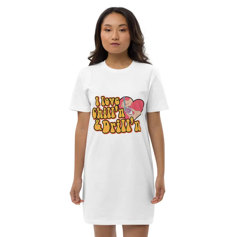 I love chill’n & Drill’n Organic cotton t-shirt dress - White / XS