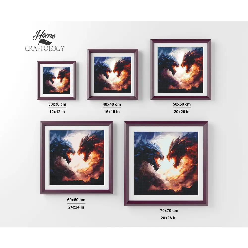 Ice and Fire Dragon- Exclusive Premium Diamond Painting Kit - Diamond Painting Kit