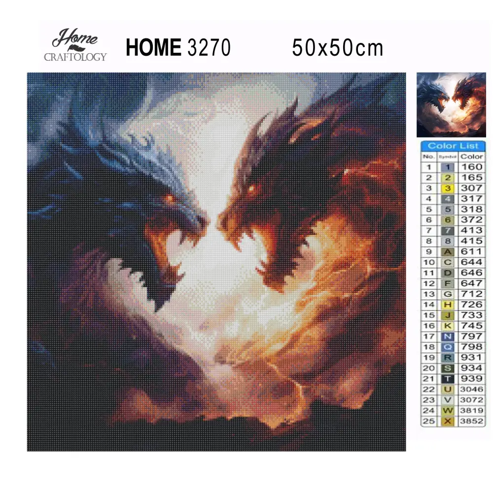 Ice and Fire Dragon- Exclusive Premium Diamond Painting Kit - Diamond Painting Kit