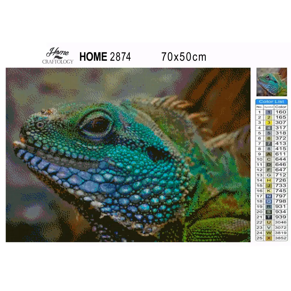 Iguana Headshot - Premium Diamond Painting Kit - Diamond Painting Kit