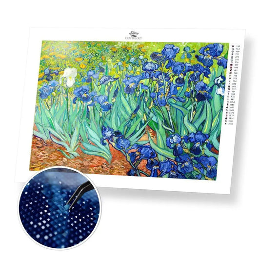 Irises - Premium Diamond Painting Kit - 40x30cm / 16x12’’ / Square (Most Popular) - Diamond Painting Kit