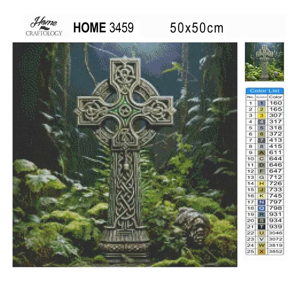 Irish Cross in the Forest - Exclusive Premium Diamond Painting Kit - Diamond Painting Kit