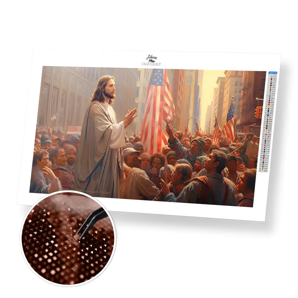 Jesus in USA - Exclusive Premium Diamond Painting Kit - 55x30cm / 22x12’’ / Square (Most Popular) - Diamond Painting Kit