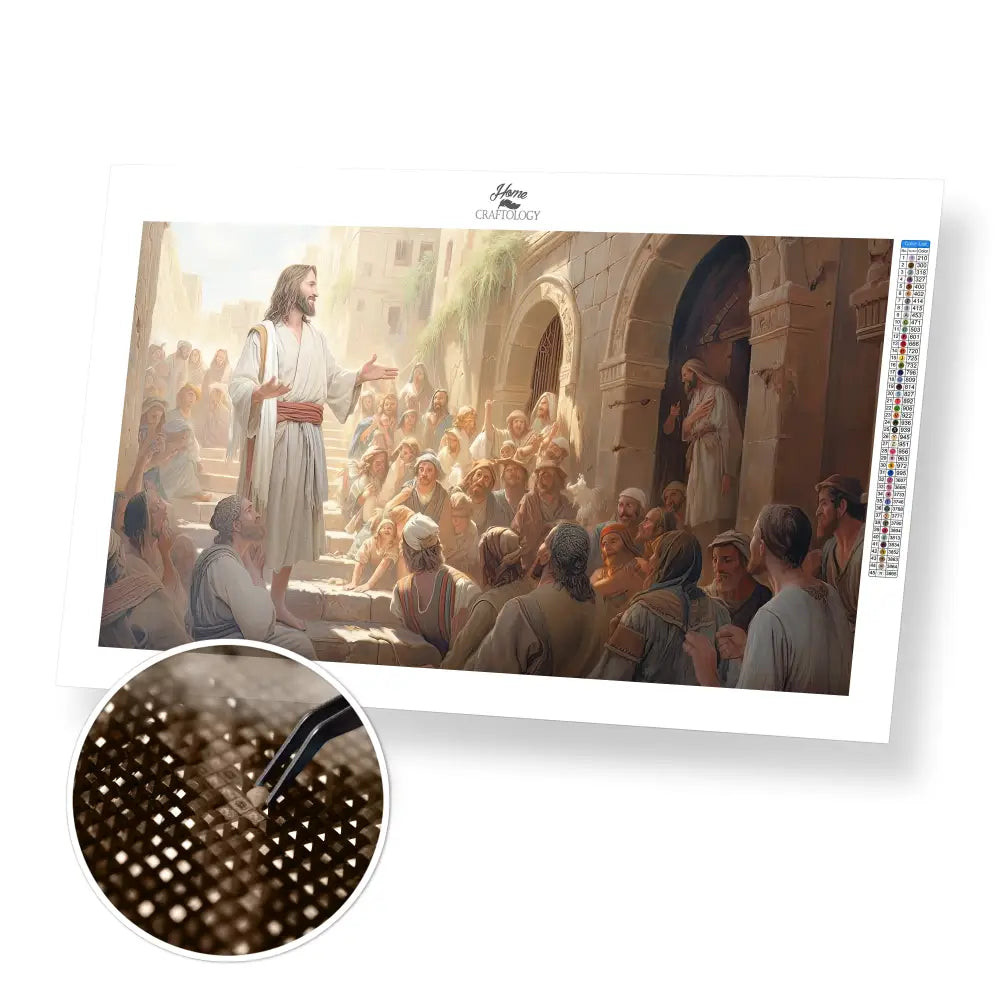 Jesus the Preacher - Exclusive Premium Diamond Painting Kit - 55x30cm / 22x12’’ / Square (Most Popular) - Diamond