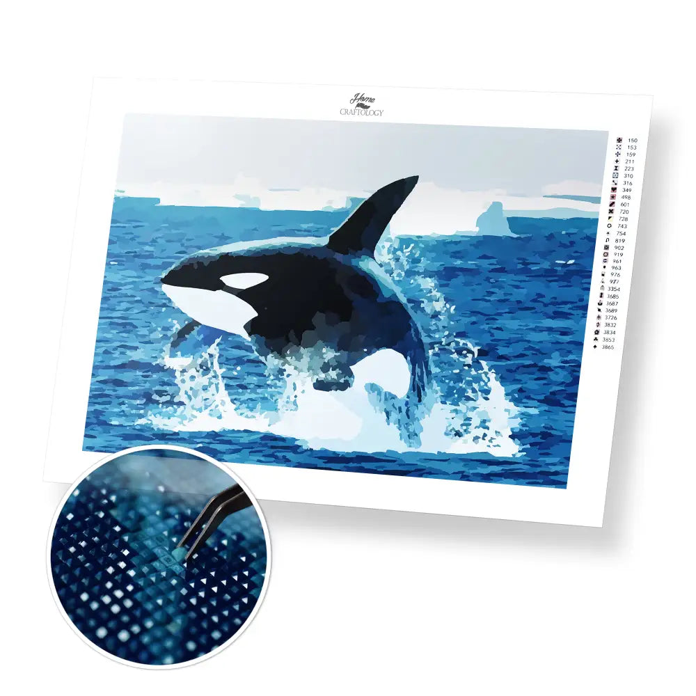 Jumping Orca - Premium Diamond Painting Kit - 40x30cm / 16x12’’ / Square (Most Popular) - Diamond Painting Kit
