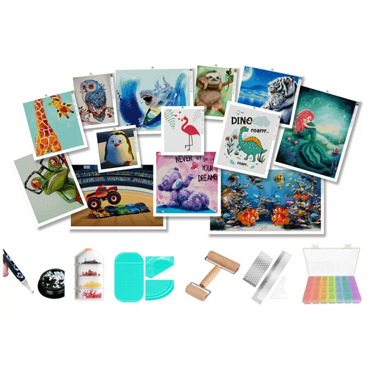 Kids School Kits and Accessories Bundle - Diamond Painting Cross Stitch